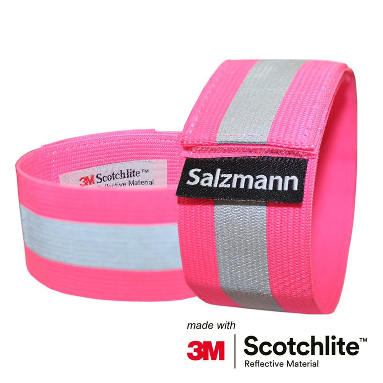 Salzmann 3M Scotchlite Reflective Elastic Arm Bands x2 Fluorescent Pink